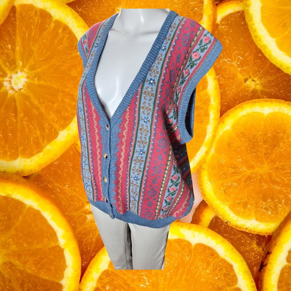 Jantzen Classics Women's Ramie-Cotton‎ Button Closure V-Neck Vest Size XL